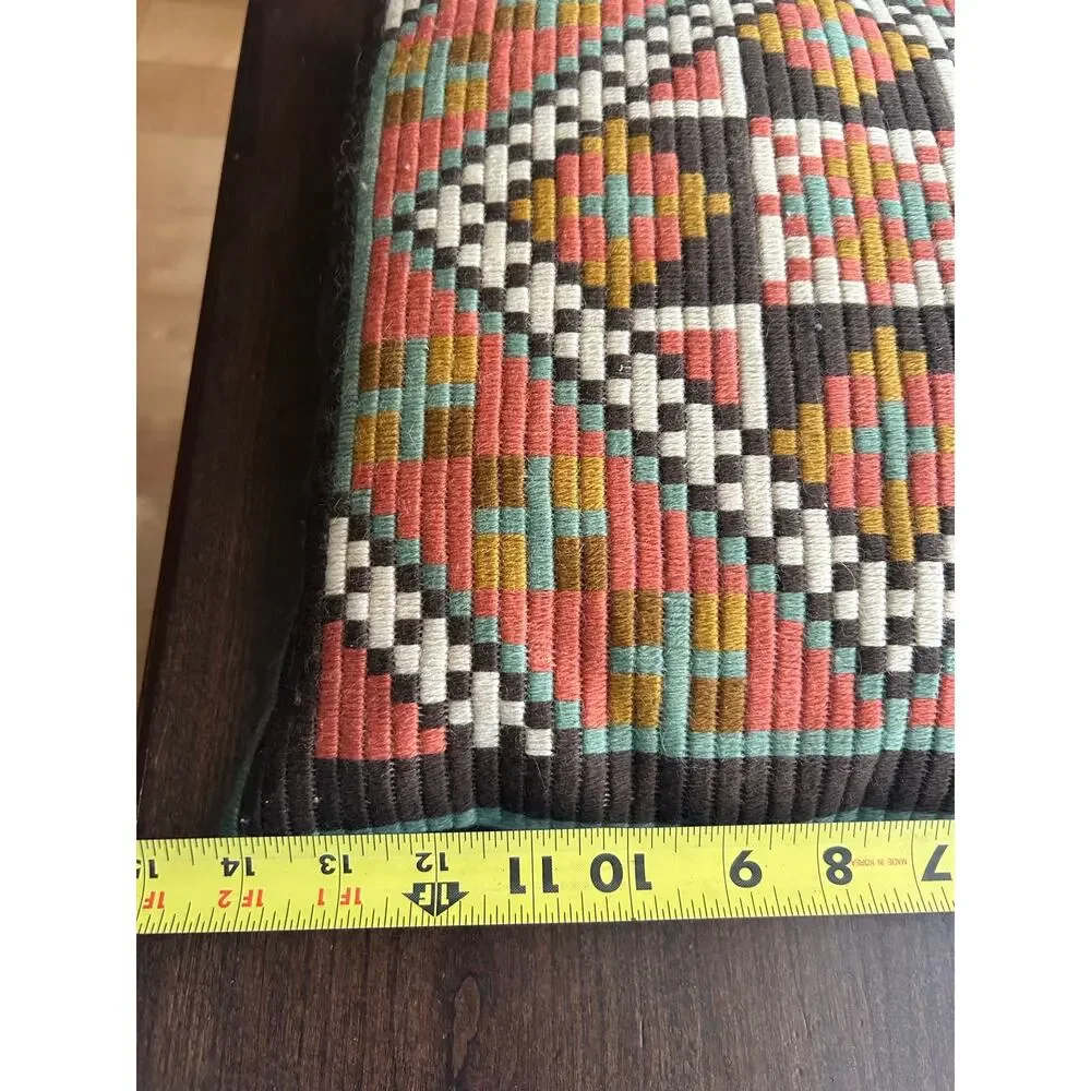 Vintage Norwegian Handmade Wool Embroidery Throw Pillow